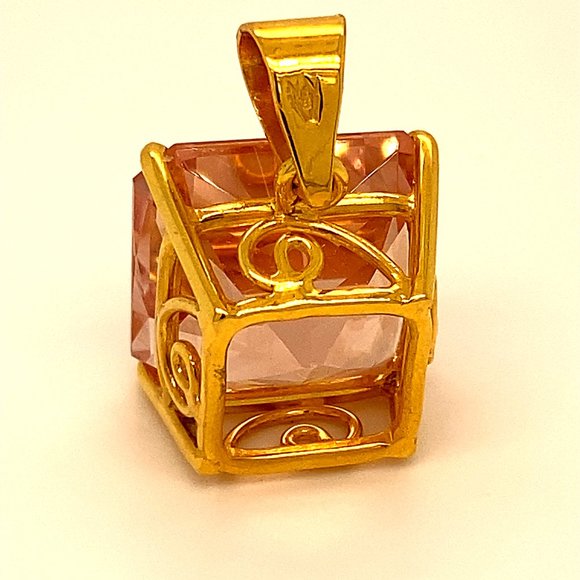 Morganite 20.70ct Solid 18K Yellow Gold Pendant - Picture 5 of 7